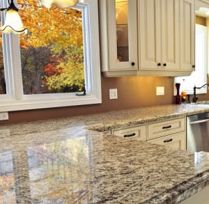 Modern kitchen interior with granite countertop